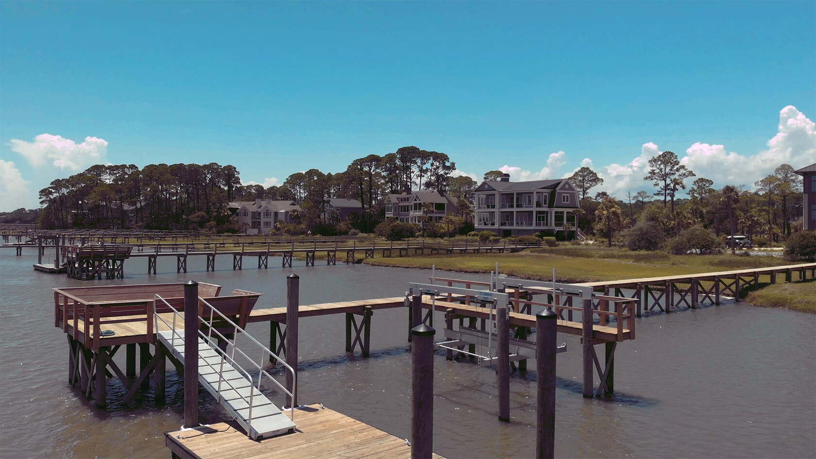 Marsh pier construction